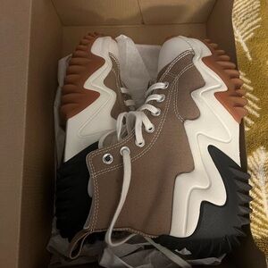 Converse Brown and White High-Top Sneakers